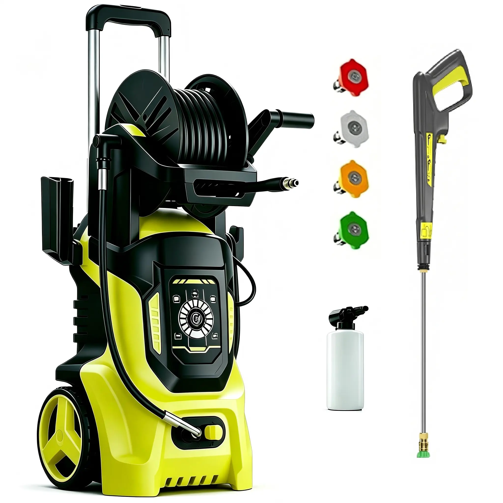 Electric Pressure Washer 4500PSI MAX 3.8GPM, 15 Level Adjustable Touch Screen, Broad Cleaning Coverage, with 4 Quick Connect Nozzles, 500ML Soap Tank, Stainless Steel Lance, Automatic Total Stop System for Car Wash, Home, Patio Cleaning