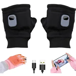Rechargeable Smart Heated Gloves, Upgraded Smart Thermostatic Electric Heated Fingerless Gloves Rechargeable, Winter Hand Warmer for Work Cycling Skiing Outdoor Snow
