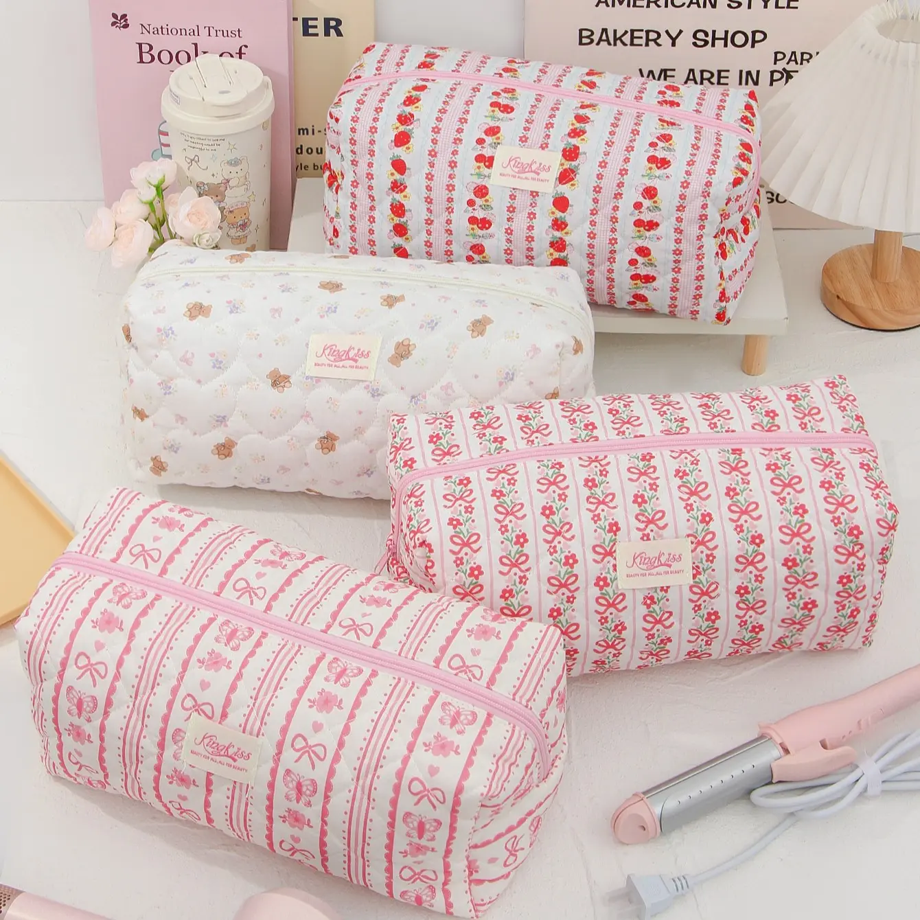 Bow Hair Dryer Storage Bag, Portable Multi-Functional Makeup Bag, Travel Wash Bag, Dustproof Large Capacity Curling Iron Organizer Gift