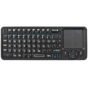 Rii K06 Mini Bluetooth Keyboard,Backlit 2.4GHz Wireless Keyboard with IR Learning, Portable Lightweight with Touchpad Compatible with Android TV Box/Mac/Windows/HTPC/IPTV (2.4G and Bluetooth)