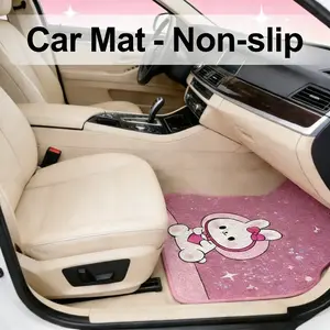 Cute Rabbit Heart Cartoon Car Floor Mats 50x48cm, Girl's Star Glitter Car Footrest Pad, Anti-Slip Durable Easy Clean Universal Fit