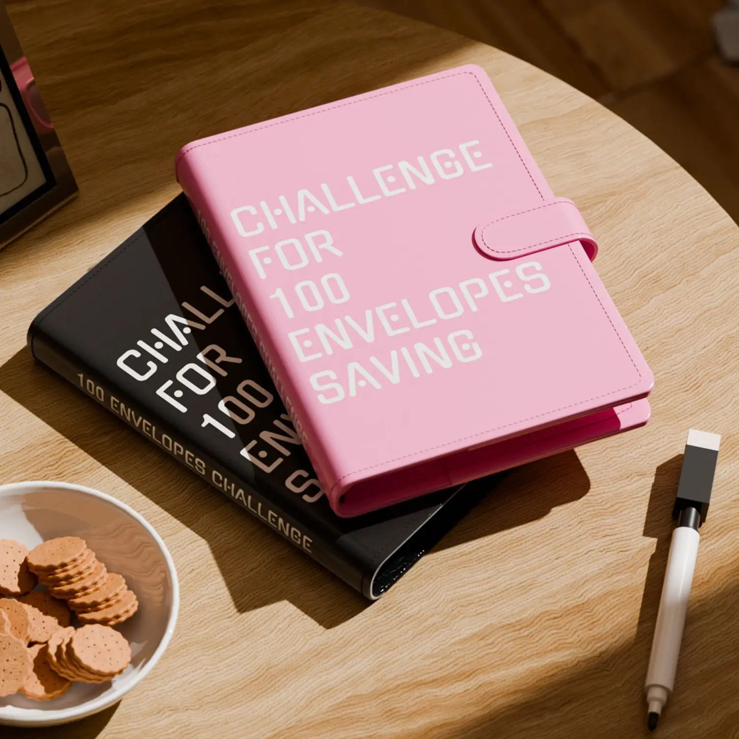 Challenge for 100 Envelopes Saving with Pen, Fun and Easy Way to Save $5,050, Budget Book with Cash Envelopes for Office, Home, School,Saving Book,Wat