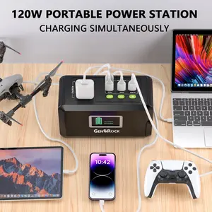 120W Portable power bank ,with USB Ports, Multiple Sockets and Led Light, For IPhone, Laptops, Ipads, Cameras, Camping and Emergency Use. solar digital  display charger power bank