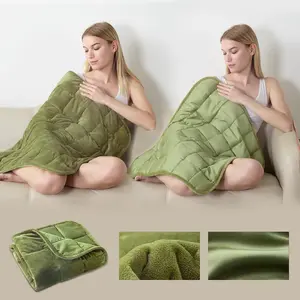 Small Weighted Blanket for Adults (Double-sided),Weighted Lap Pad 7lbs Throw for Travel,Calming,Relaxation-Reversible Warm   and Cooling Tencel,Machine Washable,Green 29x24 inches