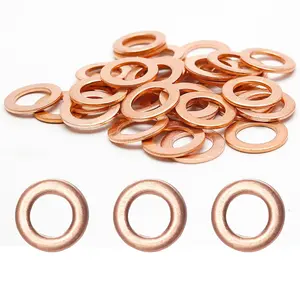 40 count M14 Copper Washer, Copper Metric Sealing Washers Flat Ring Seal Gasket, 14mm ID, 20mm OD, 1.5mm Thickness