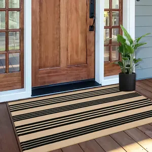Front Door Mat 24"x51", Machine Washable Porch Rug Outdoor Door Mat Striped Entryway Rugs Indoor Outdoor Rugs Cotton Hand-Woven Entry Rug for Kitchen/Bathroom/Farmhouse/Home Entrance