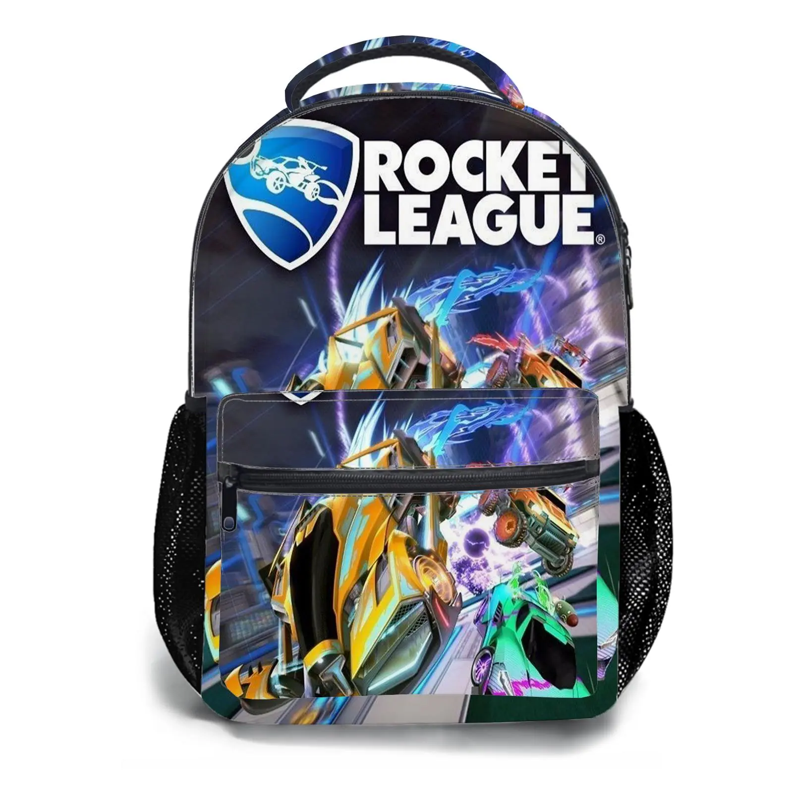 Rocket League Y2K Aesthetic School Backpack for Girls, Cute Cartoon Girl Printed Student Bookbag with Mesh Side Pockets, Large Capacity Casual Daypack and Travel Bag for Kids a-55