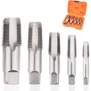 5-Piece NPT Pipe Tap Set, NPT Tap and Die Set with 1/8", 1/4", 3/8", 1/2" and 3/4" Sizes – Carbon Steel Hand Threading Tool for Plumbing, Mechanics, DIY Tasks, Delivers Clean Accurate Threads