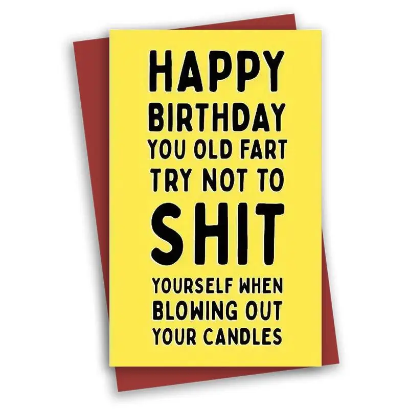 Happy Birthday Card with Envelope, 1 Set Funny Letter Pattern Greeting Card, Humorous Birthday Gift Card for Men, Birthday Gift