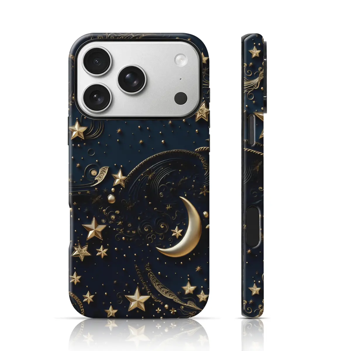 Mystical Star  Moon Embossed Design Phone Case 360 Protection for iPhone 17 Pro Max/16 Pro Max /15Pro Max 15/14/13/12 & Samsung S26 /S25Ultra Trendy Personalized Phone Case, Shockproof