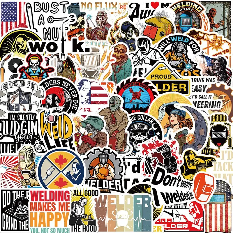 Welder Sticker, 50/1000pcs Welder Pattern Decorative Sticker, DIY Waterproof Decals for Water Bottle, Laptop, Phone Case, Cellphone, Journal Making, Ornaments, Phone Decoration