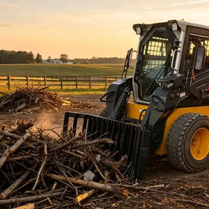 Landy Attachments 71" Heavy-Duty Universal-Fit Skid Steer Rake, Outdoor Attachment with Side Wings for Vegetation Clearance