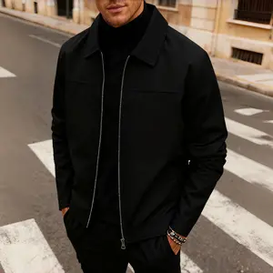 Men's Lightweight Jacket for Spring and Autumn Simple Versatile Casual Coat Solid Color Design Light Business Style Zip Closure Lapel Design Machine Washable Suitable for Daily Wear Work Travel and Formal Occasions