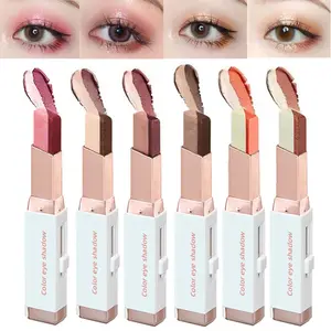 Eleanos 6Pcs Two-Tone Eyeshadow Stick Set Pearlescent Matte Highlighter Waterproof Long Lasting Smudge-Proof Natural Eye Makeup