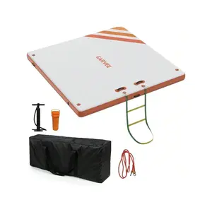 Orange Color 1.8*1.5MInflatable Floating Dock, Swim Platform Floating Dock For Lakes, Island Raft Mat For Lake Beach Ocean, Non-Slip Surface