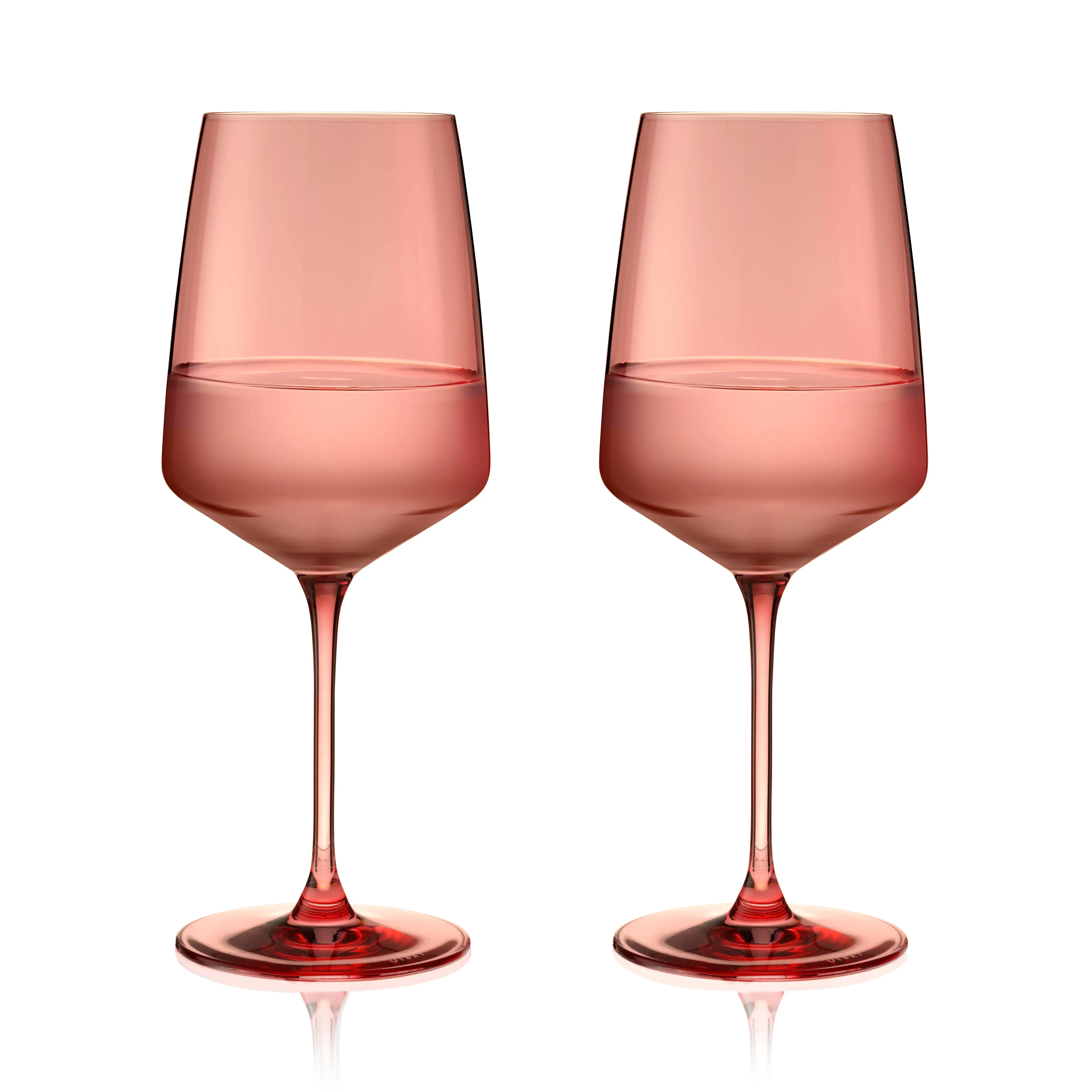 Reserve Nouveau Crystal Wine Glasses in Pomelo Set of 2 - 22 oz Pink Tinted European-Made Glassware for Red & White Wines on Your Home Bar Setup, Bachelorette Gifts, She Saw It First