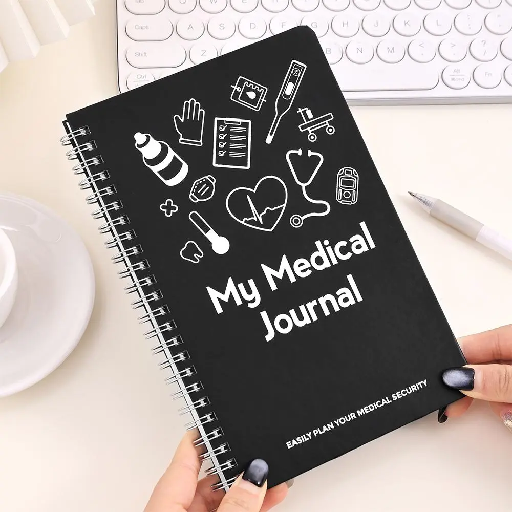 Medical Health Journal, 1pc 114 Pages Spiral Notebook, Personal Organizer, Planner for Medical Records, Mental Wellness Tracking & Healthcare Documentation