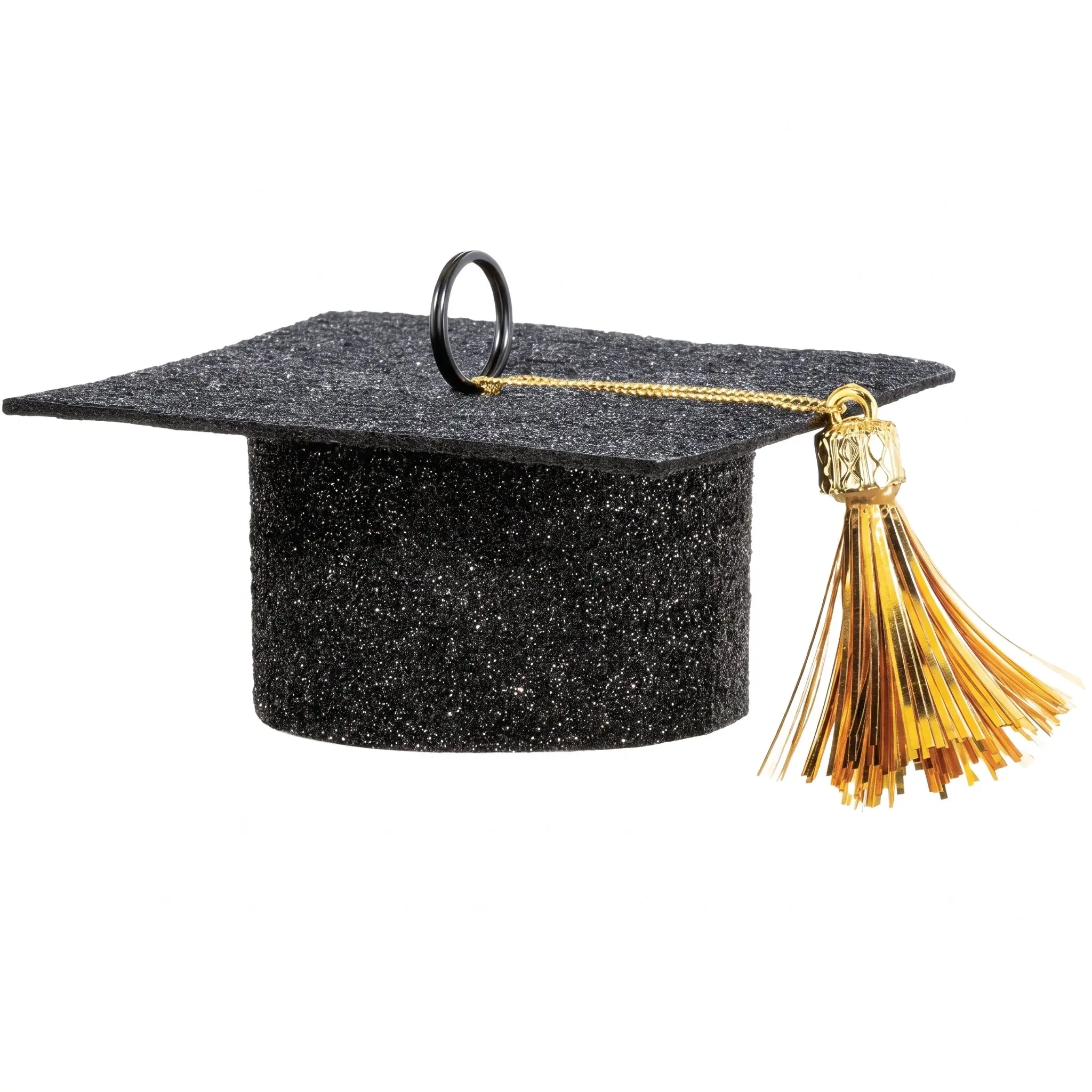 Graduation Cap Balloon Weight Accessory - Black Glitter