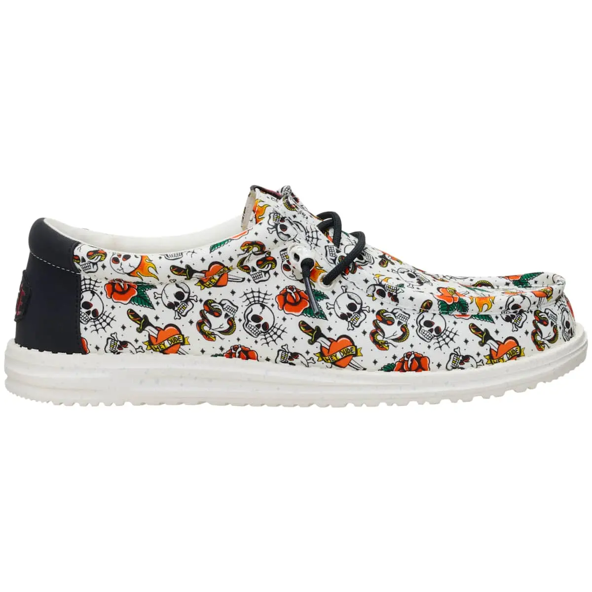HEYDUDE - Wally Tattoo Skulls - Comfortable Slip on Shoe