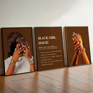 Black Girl Magic Wall Art,  Girl Room Decor, Melanin Woman Print, Set of 3 Black Woman Poster, Home Decor