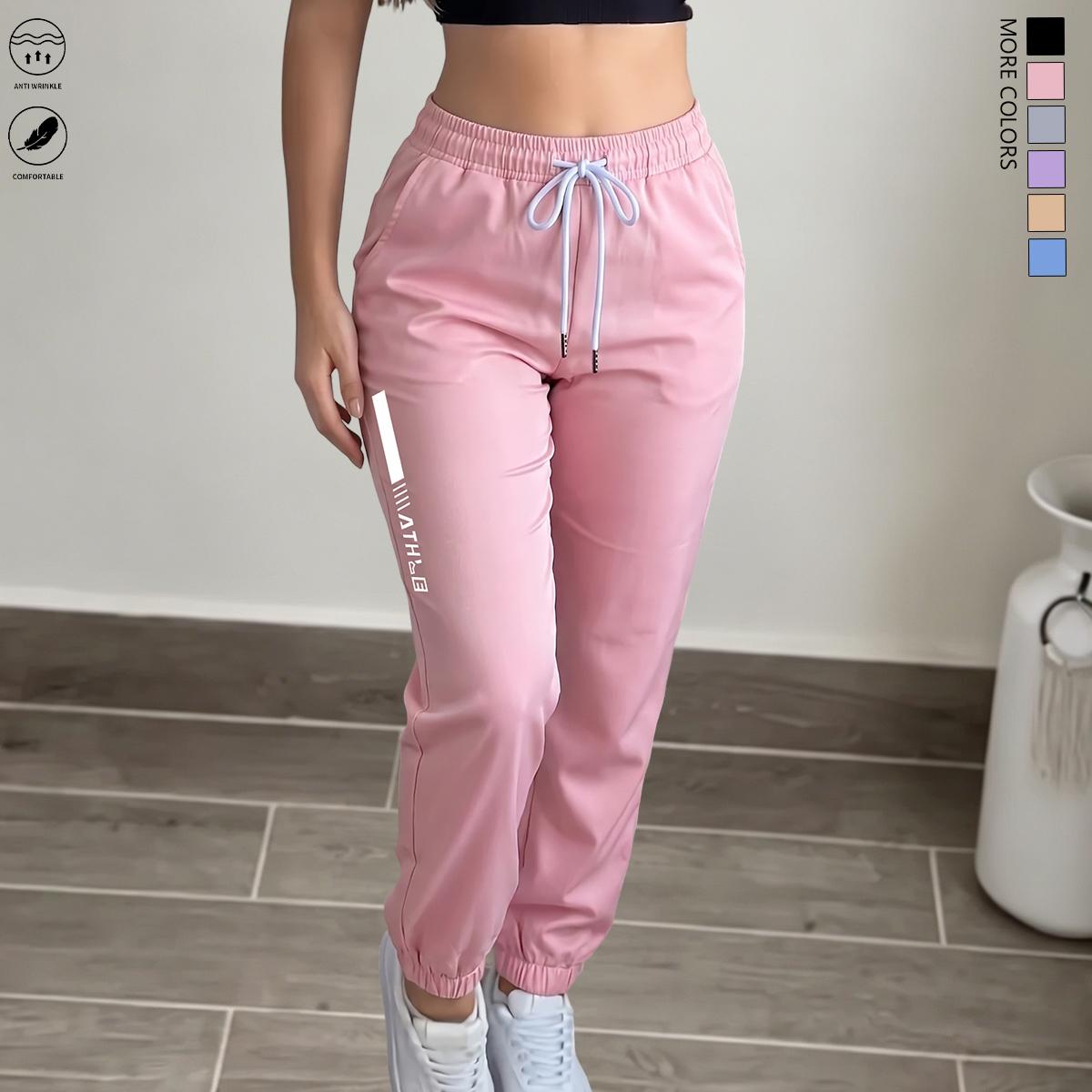 3PCS women&rsquo;s lightweight ultra-thin straight casual athletic pants; all-season drawstring design with stylish pocket openings; straight-leg casual pants suitable for outdoor sports and everyday outings; summer vibe; stretchy fabric. Stretch casual sports