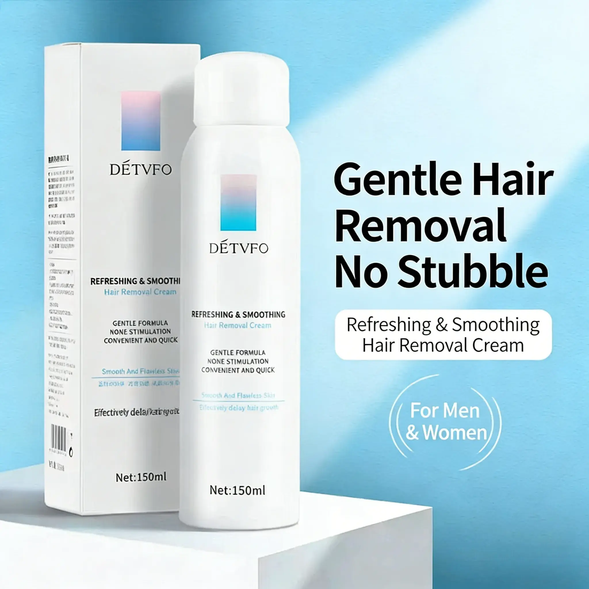 Sensitive Skin Bikini Hair Removal Cream, Gentle Depilatory with Hydrating Formula, Smooth Finish for Women & Men