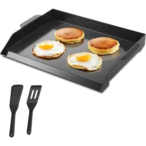 VEVOR Carbon Steel Griddle, Flat Top Plate, Griddle for BBQ Charcoal/Gas Gril with 2 Handles, Rectangular Flat Top Grill with Extra Drain Hole for Tailgating and PartyVEVOR Super Brand Day