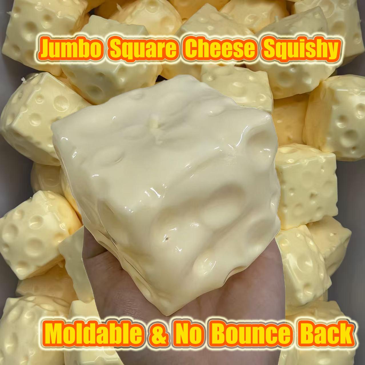 Large Square Cheese Squishy Toy, Moldable Soft Stress Relief Fidget Toy, Non-Bouncing Sensory Decompression Toy for Everyone
