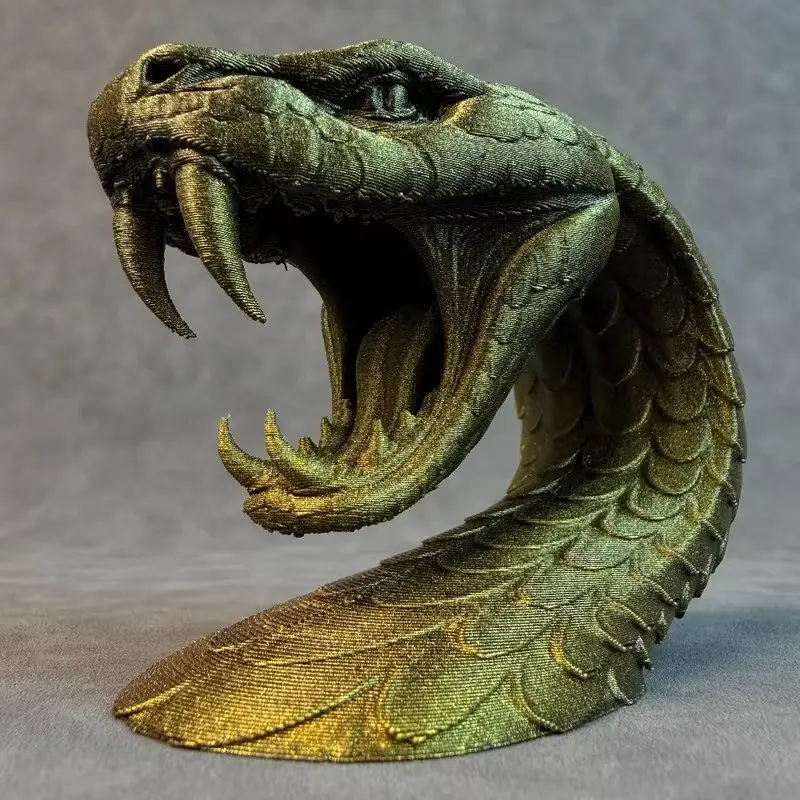 3D Printed Creative Snake Head Ornament, Artistic Home Desktop Decor, Collectible Decoration, Statue Display Piece, Figurine, Figurines Decor, Ideal Holiday Gift