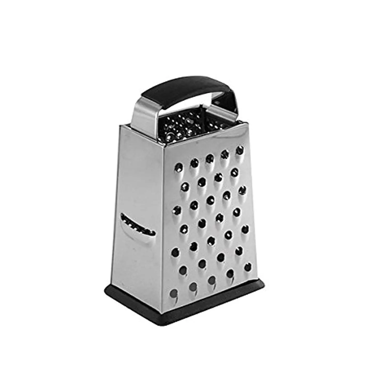 Stainless Steel 4-Sided Cheese Grater - Professional Handheld Kitchen Food Prep Tool with Non-Slip Handle, 6" Small Box Grater for Parmesan, Citrus, Fruit, Chocolate, Vegetables