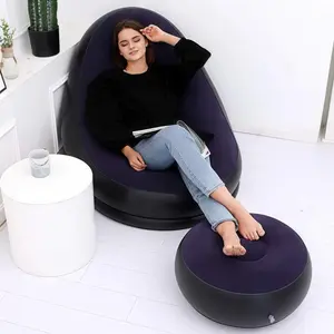 Inflatable Leisure Sofa Chair and Footstool Outdoor Folding Lounger Sofa Flocking Lazy Couch