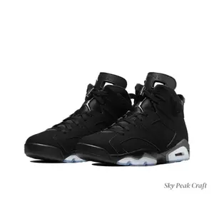 All-Black High-Top Retro Basketball Shoes with Silver Accents and Translucent Outsole
