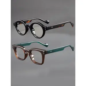 2-Pack Casual Retro Square Frame Light Blocking Glasses, Full Rim PC Lens, Unisex Fashion Decorative Eyewear, High Quality Lightweight Non-Prescription Glasses for Daily Wear trendy stylish glass vision correction uv400 rave sun glass performance vintage