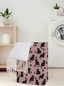 Cat Pattern Printed Open Storage Box, Foldable Laundry Basket with Handle, Home Bathroom Collapsible Dirty Clothes Bucket, Laundry Organizer