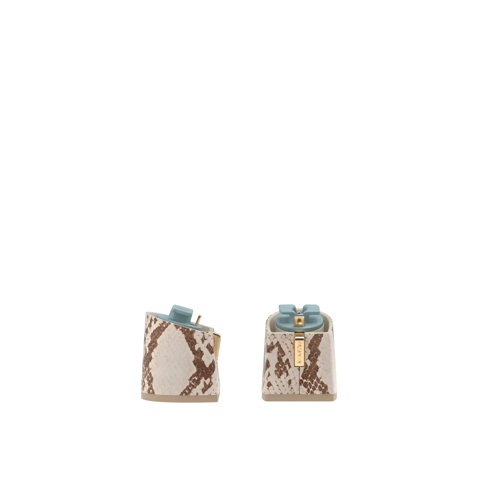 Flare Block Heel Kit 3 Ivory Snakeskin