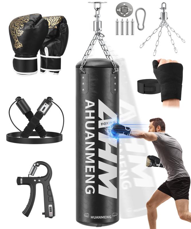 Doulami Punching Bag for Adults 4FT PU Heavy Boxing Bag Set Hanging Boxing Bag Kit W/ 12Oz Gloves DOULAMI