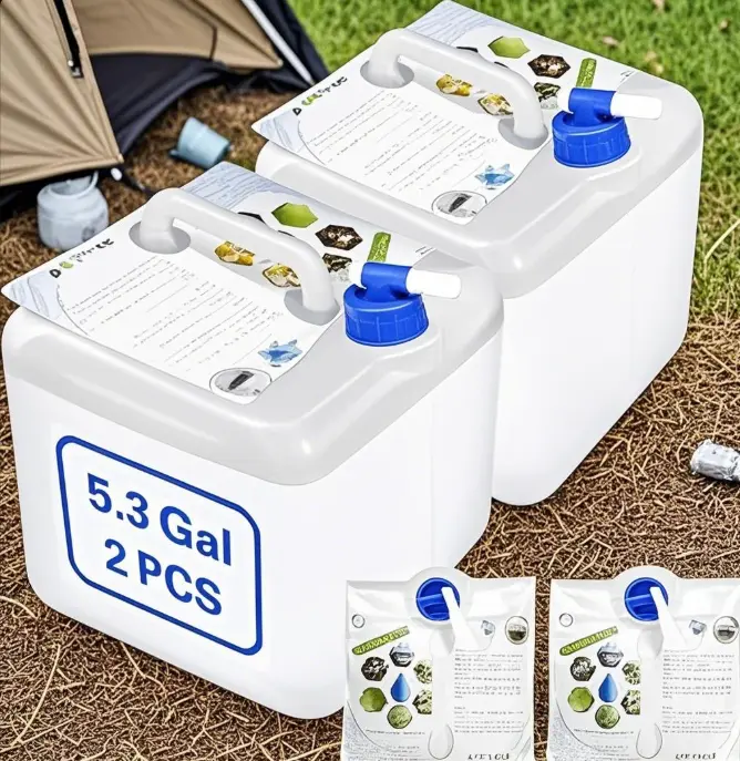 Collapsible Water Storage Container with Spigot, BPA-Free Foldable Water Container Jug 2.6/5.3 Gallon for Camping, Hiking, RV Travel, Emergency & Survival