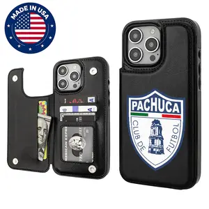 Pachuca FC Aesthetic Design Pattern Casing For iphone 16 15 14 13 12 Plus Pro Max Flaunt Mobile Phone Case TPU pu Leather Card Holder Drop Protection Shockproof Protector Vintage unique Fashion Trend Anti-scratch Stylish