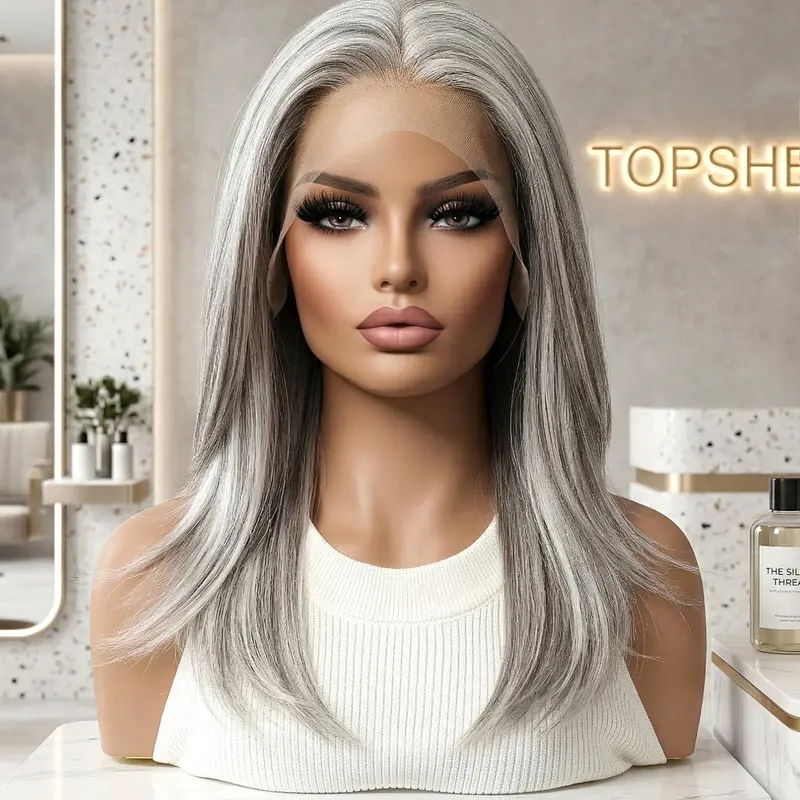 Topshe 13*6 No Glue Lace Front Wig, Straight Hair, Layered Curl Wig, Heat Resistant, Comfortable, Lightweight, Easy to Wear, Fashionable Glueless Wig, Trendy Essential, Glueless