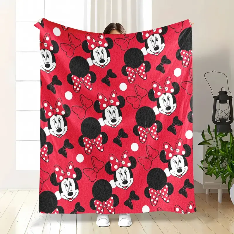 [SummerVibes] DISNEY CLASSIC Mickey & Minnie Flannel Blanket, Comfortable and Warm in All Seasons, Perfect for Sofa, Bed
