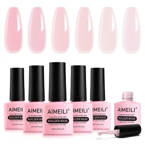 AIMEILI HEMA FREE Soak Off Nude Sheer Color Builder Base Gel for Nails SET6-37 10ML