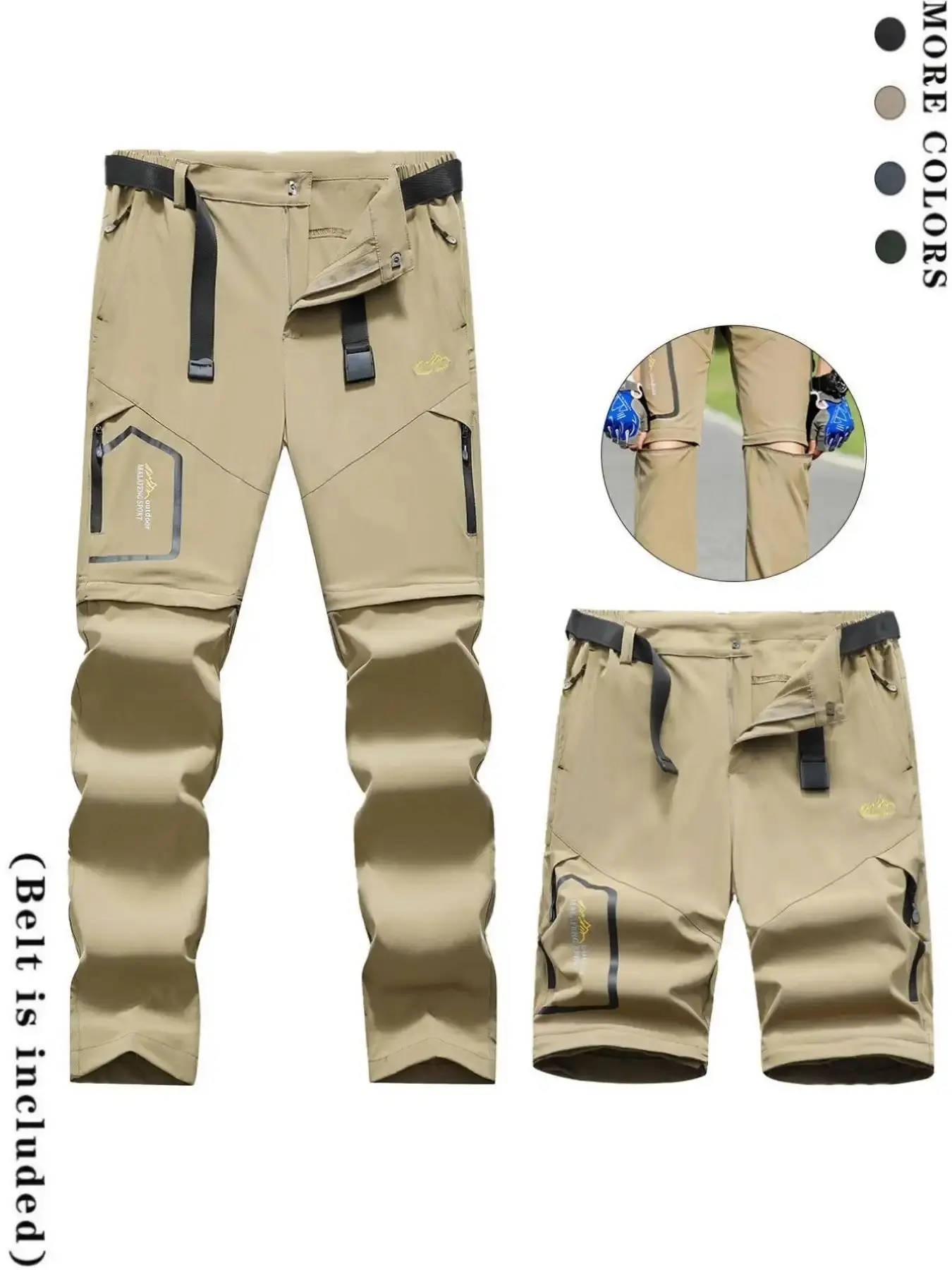Men's Detachable Two-in-one Pants, Regular Fit Breathable Quick Drying with Pocket Design, Casual Comfy Trousers for All Seasons, Menswear, for Men, Hiking Streetwear, everyday wear, essential piece, street style