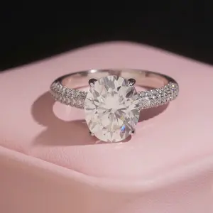 Womens Engagement Ring Moissanite Silver S925 + Rhodium Passes Diamond Icedout Bussdown