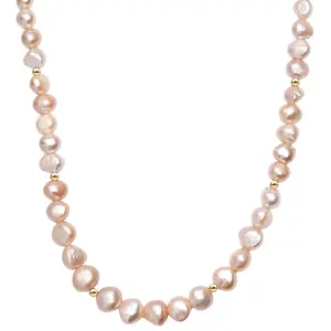 Peach Freshwater Pearl Potato Shape Necklace in 18K Vermeil Yellow Gold Over Sterling Silver 18 Inches Christmas Gifts