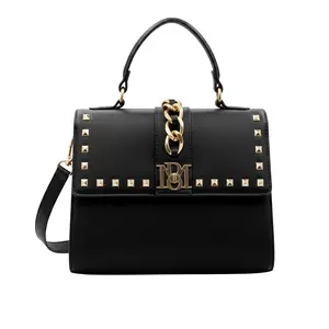 Badgley Mischka Studded Handbag with Chain Detail and Crossbody Strap