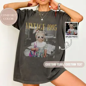 Personalised Vintage Photo And Year T-Shirt, Custom Photo Birthday Shirt, Vintage 30th Birthday Shirt