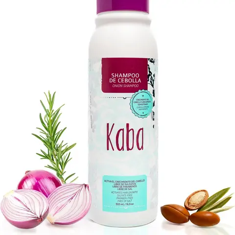 Kaba Onion Shampoo de Cebolla for Hair Growth, Sulfate-Free, Paraben-Free, Stimulates Hair Regrowth, Reduces Hair Loss, Deep Scalp Cleanse, All Hair Types - 500 ML