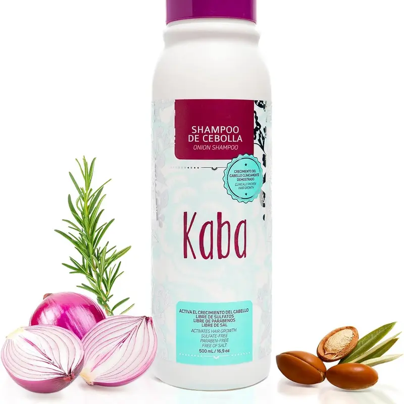 Kaba Onion Shampoo de Cebolla for Hair Growth, Sulfate-Free, Paraben-Free, Stimulates Hair Regrowth, Reduces Hair Loss, Deep Scalp Cleanse, All Hair Types - 500 ML