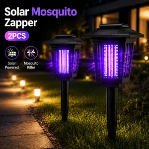 Solar Mosquito Zapper Light – Outdoor Garden Stake Lamp, UV Insect Killer, Solar Powered, Dual Mode (Mosquito Control + Pathway Lighting), Weather Resistant, Easy Setup, Small & Large Round + Square Options
