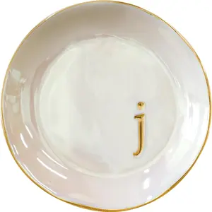 - Iridescent Jewelry Tray, 4.75-Inch Personalized Lowercase Embossed Lettering, Lustrous Multicolored Finish, Unique Alphabet Trays for Stylish Décor and Gifts (j)